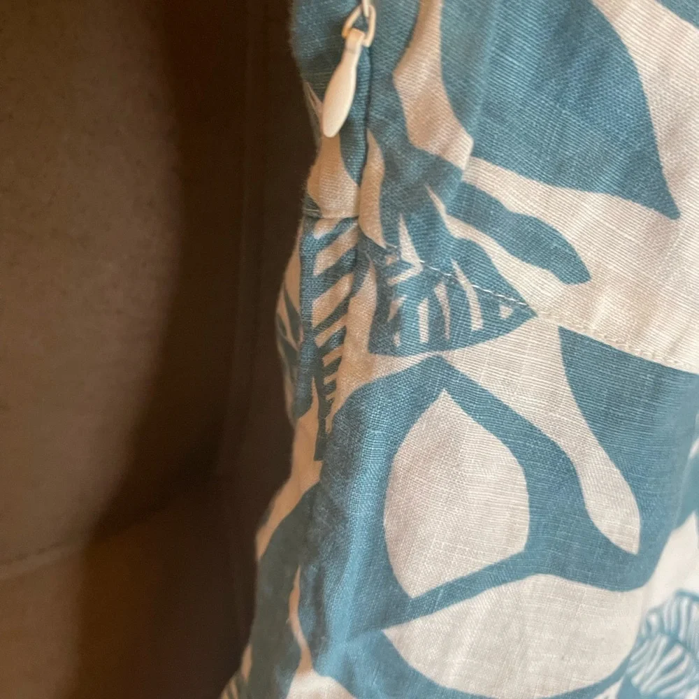 BODEN Women's 100% Linen A-line dress with pockets Blue white Size 4 Vee Neck - Picture 8 of 14